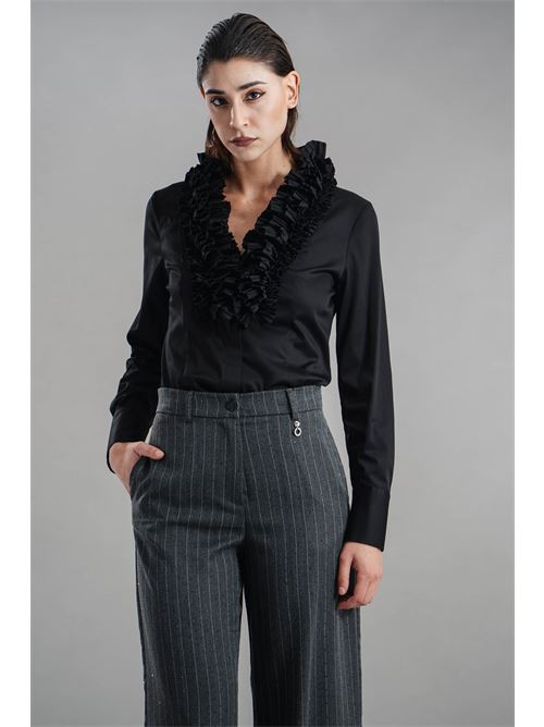 Camicia in cotone con rouches Zanetti | ZA7994NERO