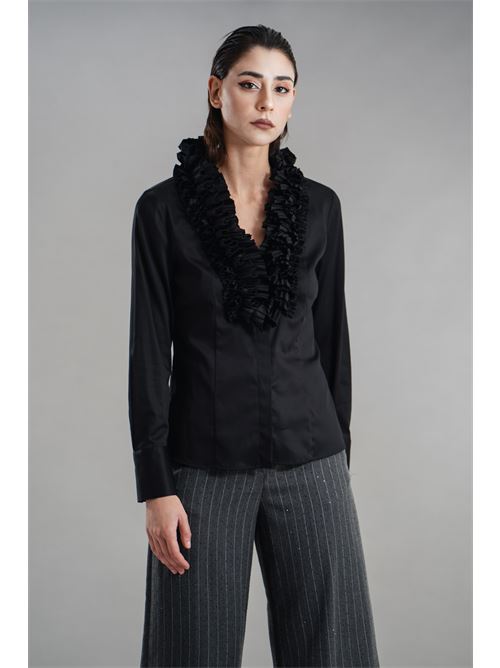 Camicia in cotone con rouches Zanetti | ZA7994NERO