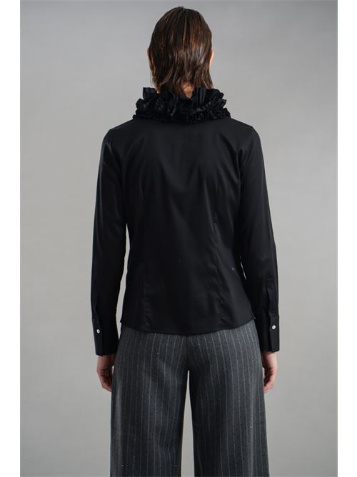 Camicia in cotone con rouches Zanetti | ZA7994NERO
