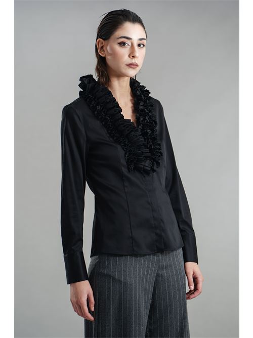 Camicia in cotone con rouches Zanetti | ZA7994NERO