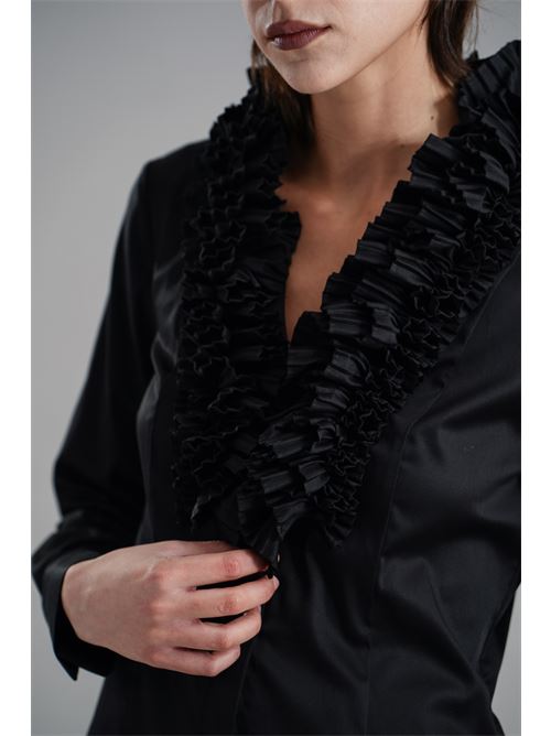 Camicia in cotone con rouches Zanetti | ZA7994NERO