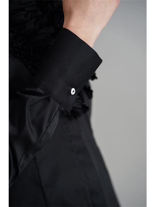 Camicia in cotone con rouches Zanetti | ZA7994NERO