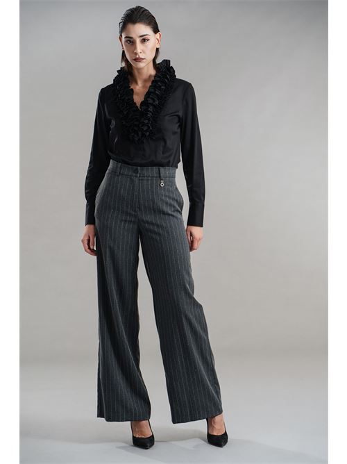Camicia in cotone con rouches Zanetti | ZA7994NERO