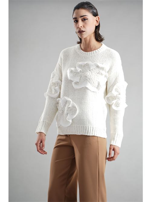 Maglia con applicazioni Z.O.E. | 15W107PANNA