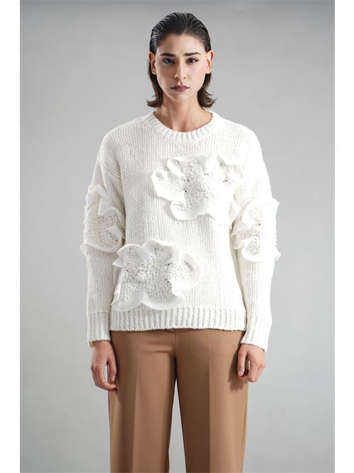 Maglia con applicazioni Z.O.E. | 15W107PANNA