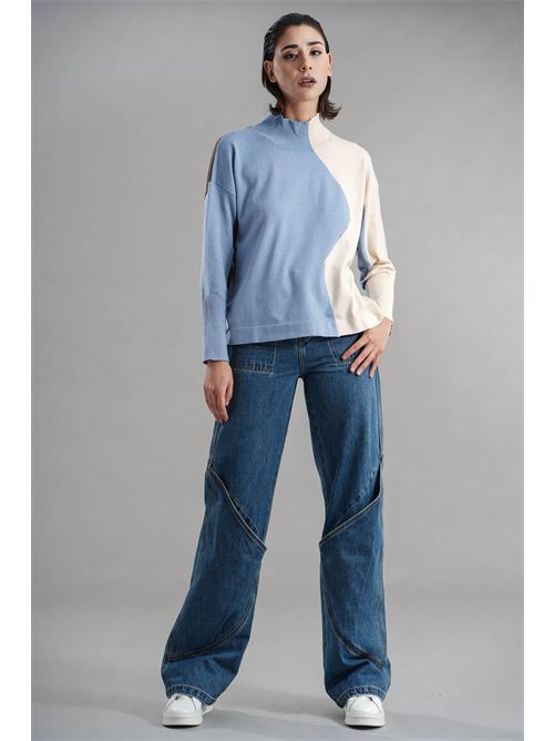 Maglia in viscosa Z.O.E. | 24B136PANNA/AZZURRO
