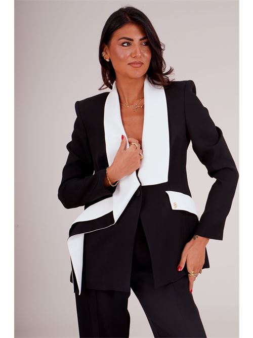 Tailleur in crepe di viscosa Babylon | S00752NERO/BIANCO