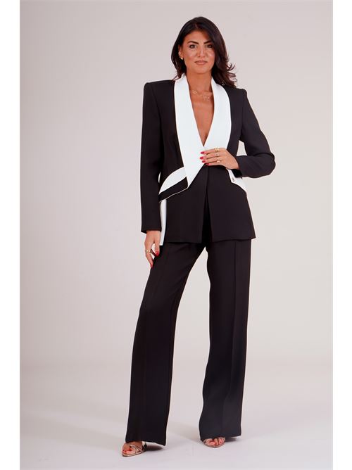 Tailleur in crepe di viscosa Babylon | S00752NERO/BIANCO
