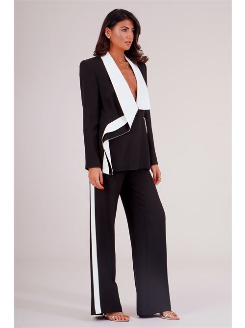 Tailleur in crepe di viscosa Babylon | S00752NERO/BIANCO