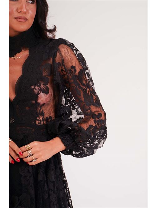 Abito lungo in pizzo Babylon | S00964NERO