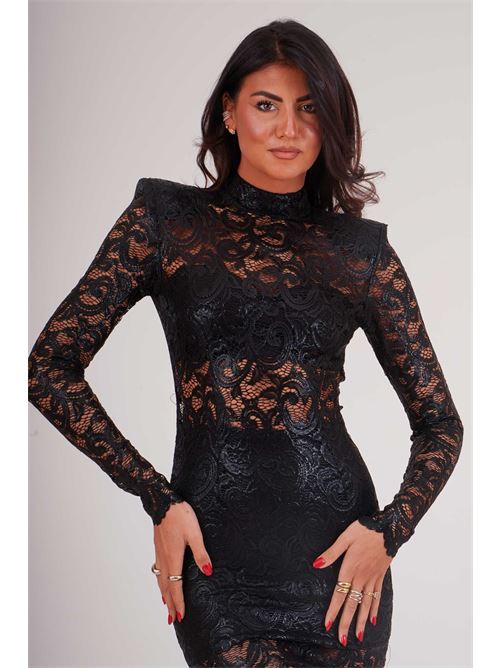 Abito in pizzo spalmato Babylon | S00968NERO