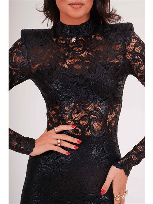 Abito in pizzo spalmato Babylon | S00968NERO