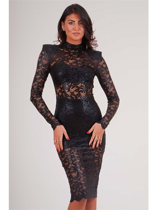 Abito in pizzo spalmato Babylon | S00968NERO