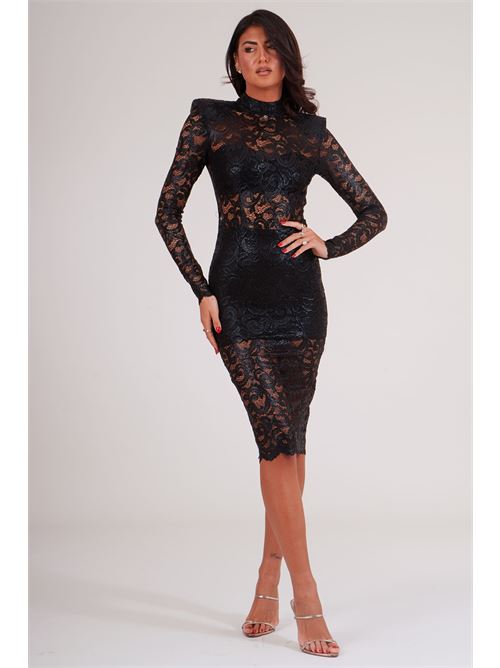 Abito in pizzo spalmato Babylon | S00968NERO