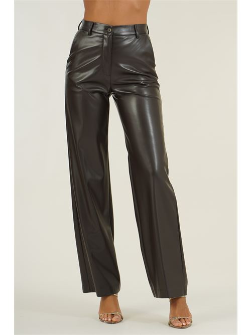 Pantalone a palazzo in similpelle Clips | N2039782MORO
