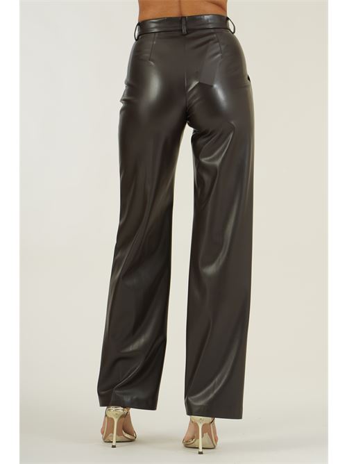 Pantalone a palazzo in similpelle Clips | N2039782MORO