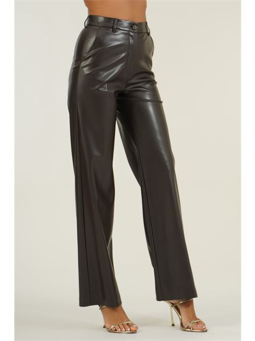 Pantalone a palazzo in similpelle Clips | N2039782MORO