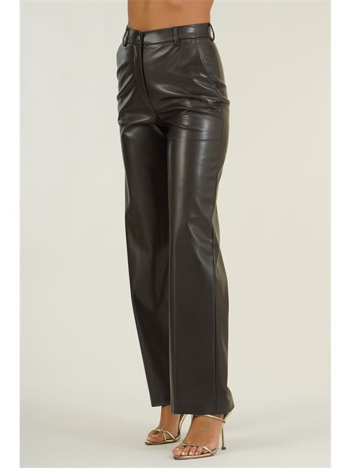 Pantalone a palazzo in similpelle Clips | N2039782MORO