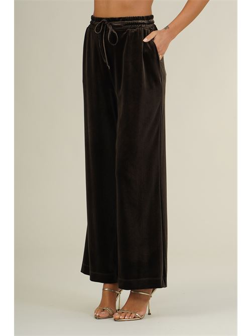 Pantalone palazzo in velluto liscio Clips | N2359679MORO