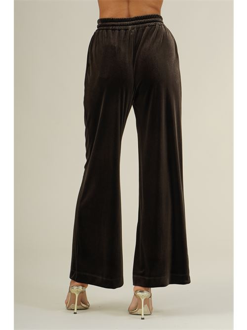 Pantalone palazzo in velluto liscio Clips | N2359679MORO