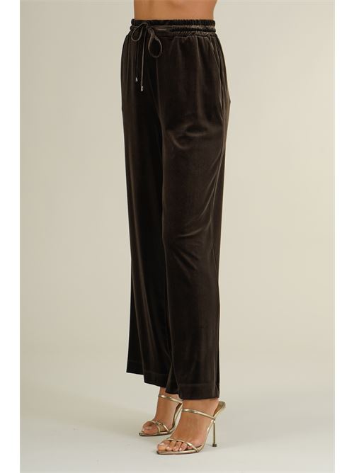 Pantalone palazzo in velluto liscio Clips | N2359679MORO
