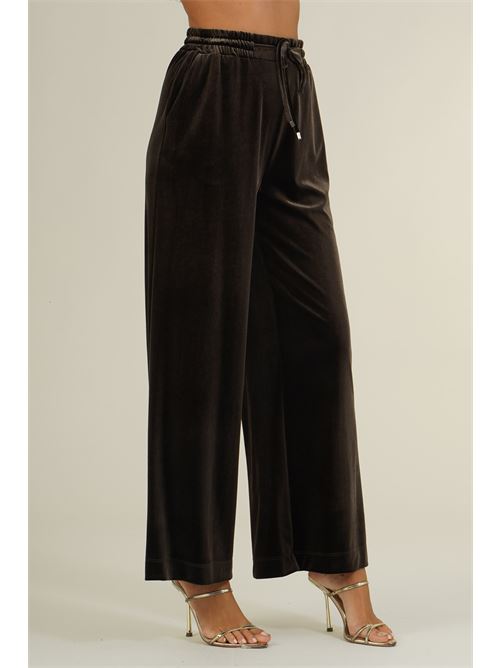 Pantalone palazzo in velluto liscio Clips | N2359679MORO