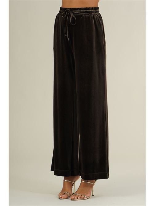 Pantalone palazzo in velluto liscio Clips | N2359679MORO