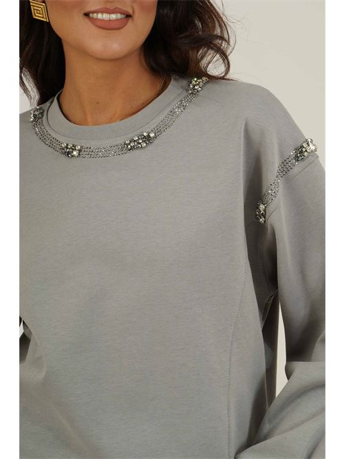 Felpa con strass Clips | N5145912GRIGIO