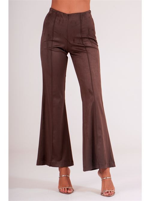 Pantalone a zampa effetto scamosciato dairesy | D0938MORO