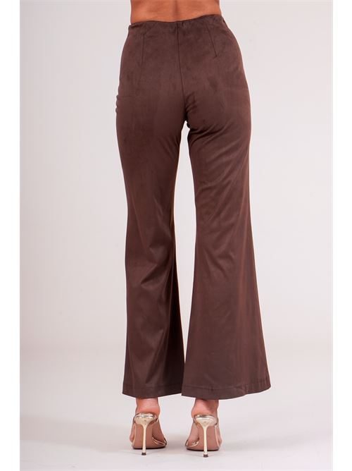 Pantalone a zampa effetto scamosciato dairesy | D0938MORO