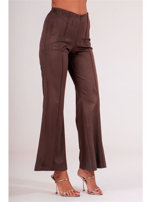 Pantalone a zampa effetto scamosciato dairesy | D0938MORO