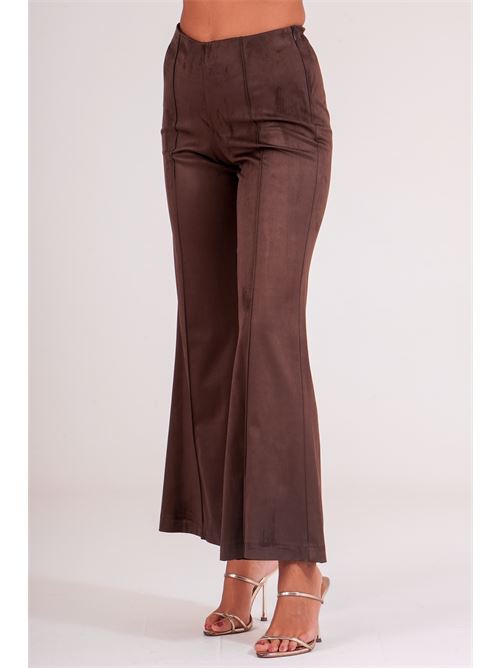 Pantalone a zampa effetto scamosciato dairesy | D0938MORO