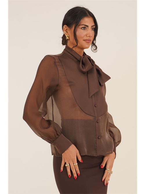 Camicia in georgette Dramee | 26126CACAO