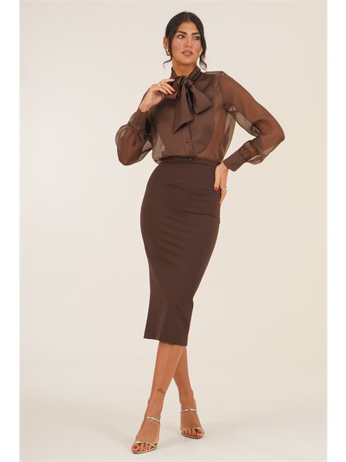 Camicia in georgette Dramee | 26126CACAO