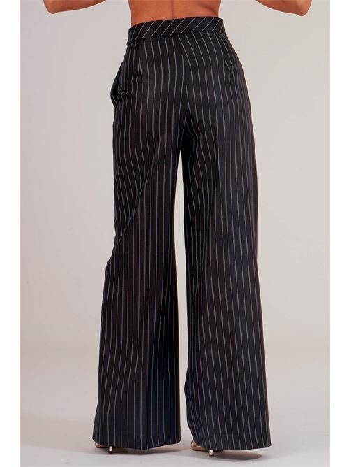 Pantalone palazzo gessato Dramee | 26201NERO