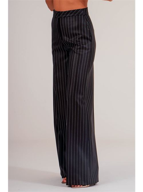 Pantalone palazzo gessato Dramee | 26201NERO