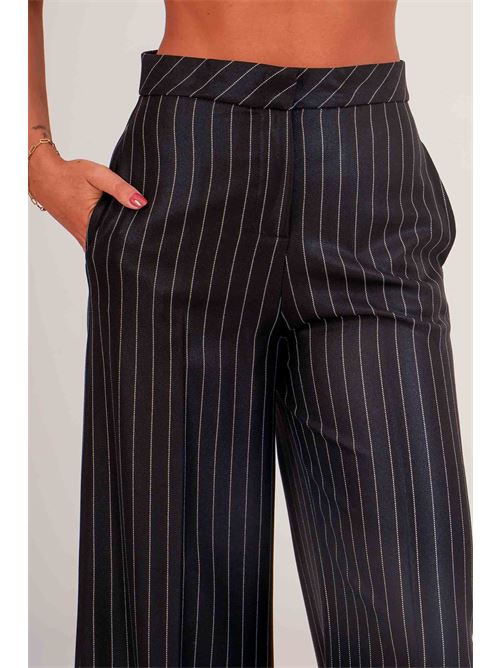 Pantalone palazzo gessato Dramee | 26201NERO