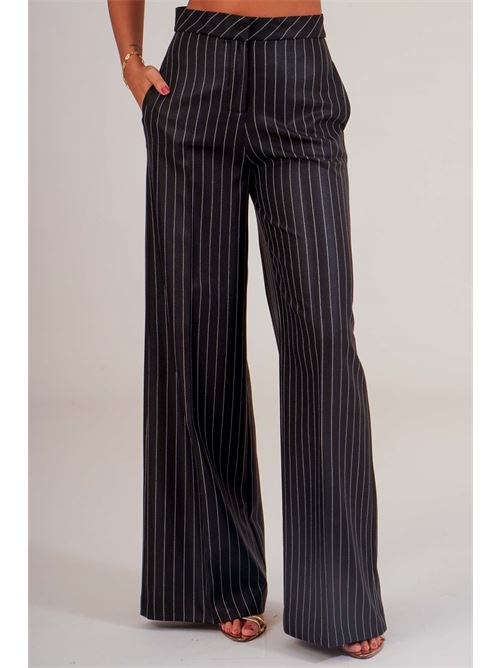 Pantalone palazzo gessato Dramee | 26201NERO