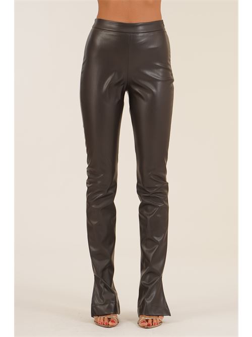 Pantalone effetto pelle cacao Dramee | 26212CACAO