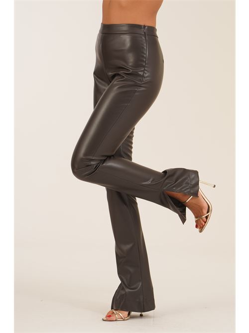Pantalone effetto pelle cacao Dramee | 26212CACAO