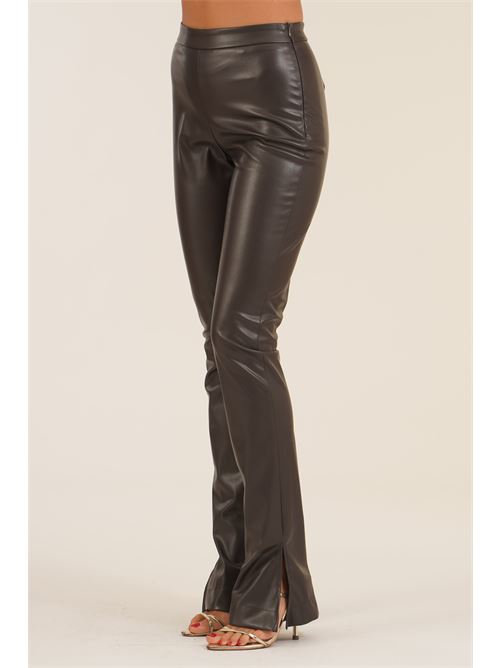 Pantalone effetto pelle cacao Dramee | 26212CACAO