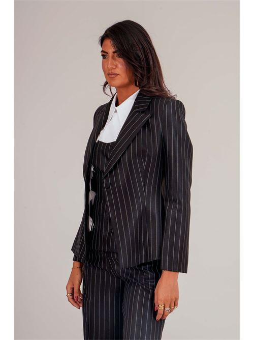 Giacca gessata Dramee | 26500BNERO