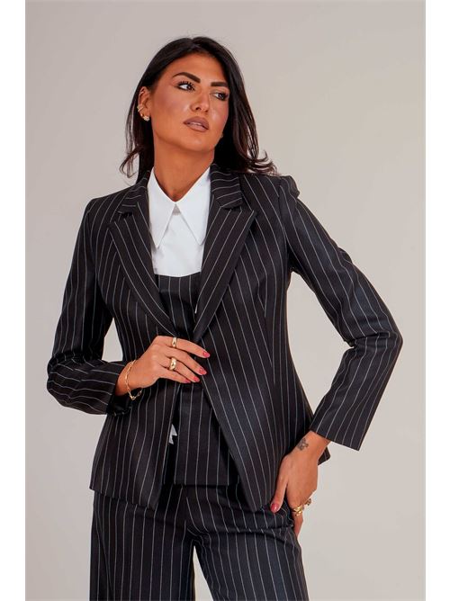 Giacca gessata Dramee | 26500BNERO