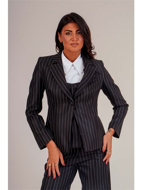 Giacca gessata Dramee | 26500BNERO