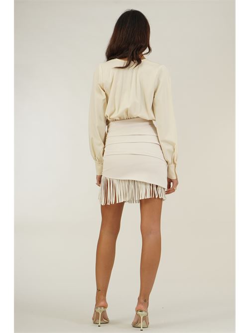 Abito con frange Dramee | DRFW26714PANNA