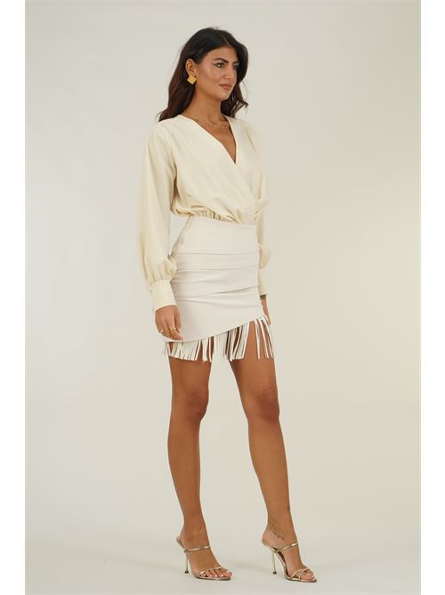Abito con frange Dramee | DRFW26714PANNA