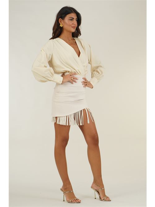 Abito con frange Dramee | DRFW26714PANNA