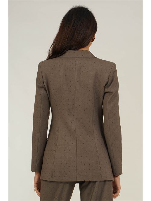 Tailleur doppio petto con strass Dramee | DRFW26902TORTORA