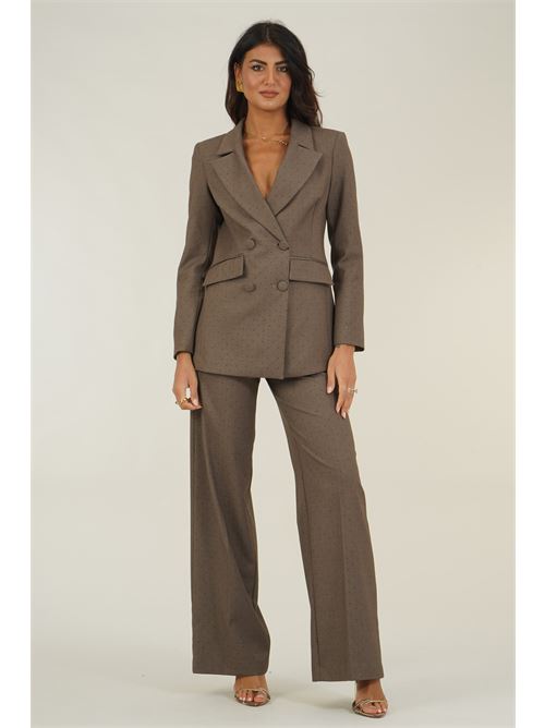 Tailleur doppio petto con strass Dramee | DRFW26902TORTORA