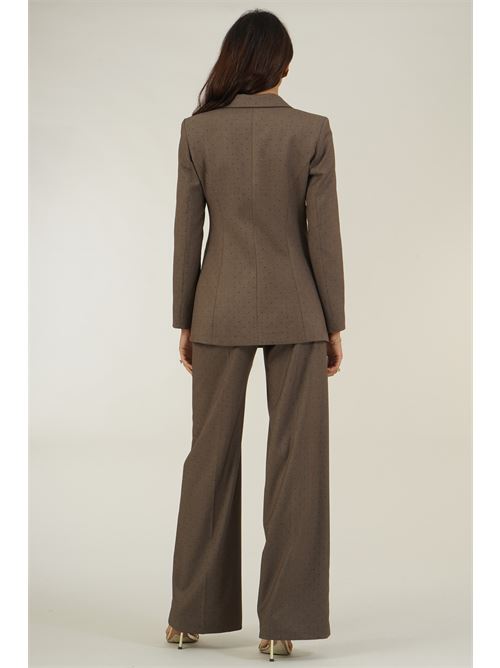 Tailleur doppio petto con strass Dramee | DRFW26902TORTORA